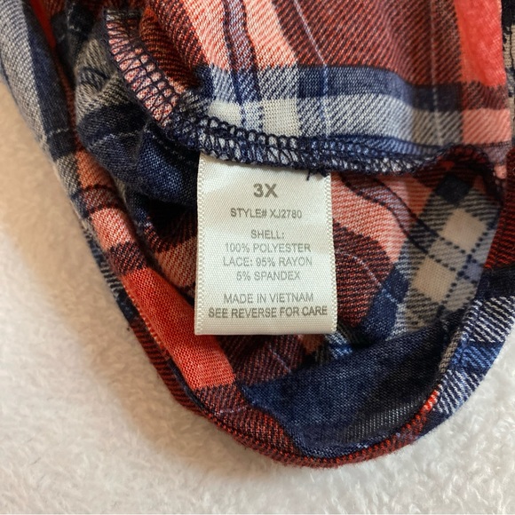 R N B Women Plus 3X Button Down Shirt Pockets Plaid Tartan Floral Summer Casual - Picture 9 of 11